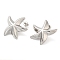 Non-Tarnish 304 Stainless Steel Stud Earrings for Women, Starfish, Stainless Steel Color, 29x31mm