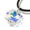 Waxed Cord Necklaces, K9 Glass Pendant Necklaces, Snowflake, Clear AB, 17.72 inch(45cm)