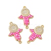 Rack Plating Brass Micro Pave Clear Cubic Zirconia Hamsa Hand Links Connector Charms KK-K385-118G-2