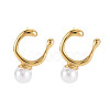 304 Stainless Steel U-shape Stud Earrings with ABS Platic Pearl for Women EJEW-N016-017LG-1