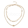 PVD Vacuum Plating 304 Stainless Steel Double Chains Multi Layered Necklace with Column Beaded for Women STAS-E155-11G-1