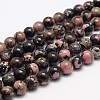 Natural Rhodonite Bead Strands G-K153-B42-8mm-1