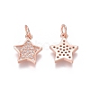 Brass Micro Pave Clear Cubic Zirconia Charms ZIRC-I036-03RG-1
