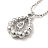 Clear Cubic Zirconia Teardrop Pendant Necklace with 304 Stainless Steel Ball Chains for Women NJEW-H162-01P-3
