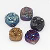 Electroplated Natural Druzy Quartz Crystal Beads G-G888-03-1