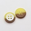 Dyed 4-Hole Flat Round Two Tone Resin Buttons For Children BUTT-N012-02-2