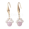 Round Natural Kunzite & Shell Pearl Beads Dangle Earring EJEW-TA00038-02-3