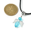 Angel Shape Alloy with Glass Pendant Necklaces NJEW-JN04560-04-3