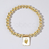 Personality Brass Round Bead Beaded Stretch Bracelets ST0339-6-1