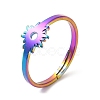 Ion Plating(IP) 304 Stainless Steel Flower Adjustable Ring for Women RJEW-M149-03RC-3