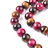 Natural Rose Tiger Eye(Dyed & Heated) and Yellow Tiger Eye(Dyed & Heated) Beads Strands G-G101-8mm-1-2