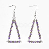 Natural Amethyst Beads Dangle Earrings EJEW-JE02810-08-1