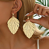 Iron Textured Leaf Vintage Chic Ladies Fashion Vacation Party Hoop Earrings RQ3048-1