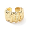Brass Textured Open Cuff Rings for Women RJEW-D016-01G-2