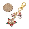 Christmas Star Glass Seed & Alloy Enamel Pendant Decoration HJEW-MZ00079-3