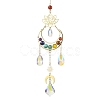 7 Chakra Gemstone & Lotus Moon Hanging Ornaments HJEW-TA00176-1