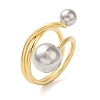 Brass Round Ball Open Cuff Rings for Women RJEW-B062-07GP-1