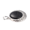 Natural Obsidian Pendants with Hollow Platinum Brass Findings G-P448-A12-P-4