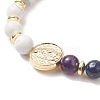 Natural & Synthetic Mixed Gemstone & Brass Virgin Mary Beaded Stretch Bracelet for Women BJEW-JB09323-2