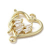 Brass Pave Clear Cubic Zirconia Connector Charms KK-C043-03G-2