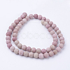 Frosted Natural Rhodonite Round Bead Strands G-G735-09F-6mm-3