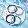 4Pcs Constellation 8mm Round Natural Lapis Lazuli & Dyed White Jade BJEW-JB10641-2