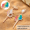 ANATTASOUL 3 Pairs 3 Colors Golden Alloy Sun with Shell Shape Dangle Stud Earrings EJEW-AN0004-40-3