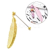 Alloy Feather Pendant Bookmarks AJEW-R101-01G-2