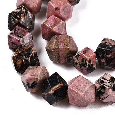 Natural Rhodonite Star Cut Round Beads Strands G-T138-32-1