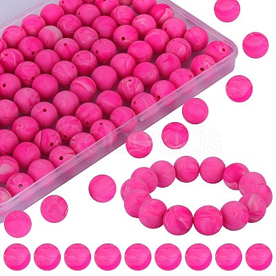 80Pcs Round Silicone Focal Beads SIL-SZ0001-24-38-1