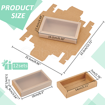 Foldable Paper Drawer Boxes with Clear Plastic Cover CON-WH0095-68A-05-1