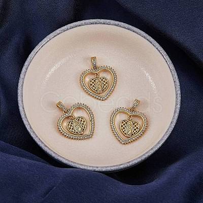 3Pcs Religion Theme Brass Micro Pave Clear Cubic Zirconia Pendants KK-SZ0005-52-1