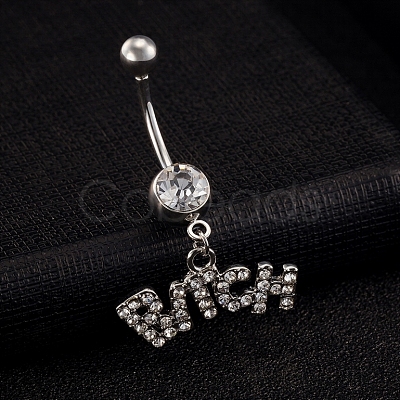 Platinum Plated Piercing Jewelry Brass Cubic Zirconia Navel Ring Navel Ring Belly Rings AJEW-EE0001-07-1