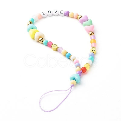 Acrylic Beads and Opaque Polystyrene Plastic Beads Mobile Straps HJEW-JM00556-1