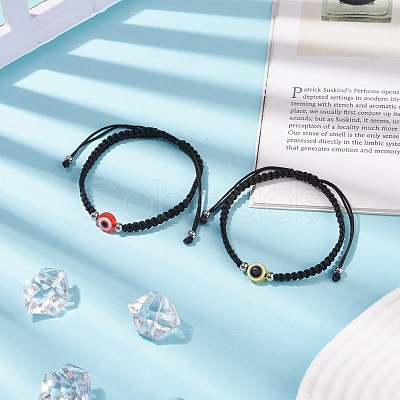 Resin Evil Eye Braided Bead Bracelet BJEW-JB08426-01-1