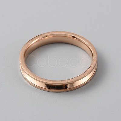 Titanium Steel Grooved Finger Ring Settings RJEW-WH0012-11F-1