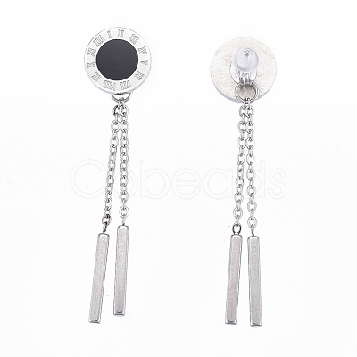 304 Stainless Steel Chain Tassel Earrings EJEW-I248-40-1