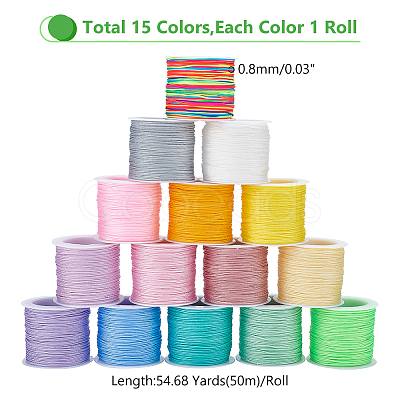 WADORN 15 Rolls 15 Colors Chinlon Thread OCOR-WR0001-39-1