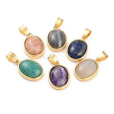 Natural Mixed Gemstone Pendants G-B012-10G-1