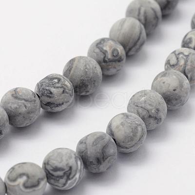 Natural Map Stone/Picasso Stone/Picasso Jasper Beads Strands G-F518-16-6mm-1