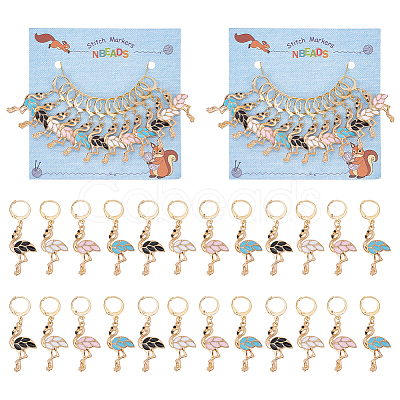 Flamingo Stitch Markers HJEW-AB00189-1