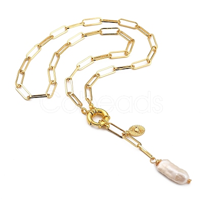 Natural Baroque Pearl Keshi Pearl Lariat Necklaces NJEW-JN03042-1