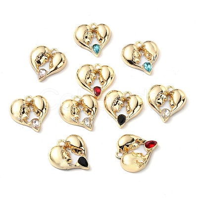 Rack Plating Alloy Rhinestone Pendants PALLOY-F308-14G-1