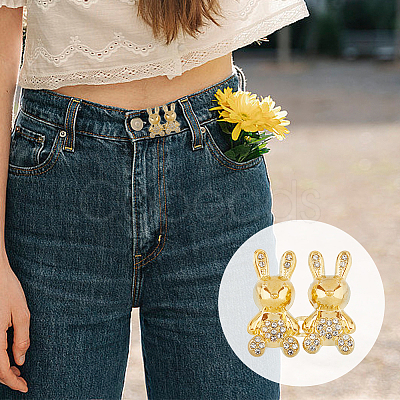 DICOSMETIC 10Pcs 5 Colors Rabbit Shape Alloy Adjustable Jean Button Pins AJEW-DC0001-17-1