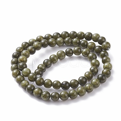 Natural Green Jade Dyed Round Beads Strands JBS053-12MM-41-1