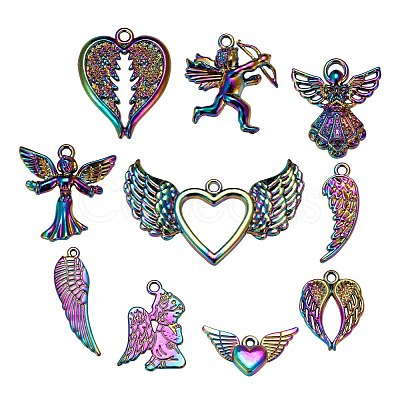 20Pcs 10 Style Rainbow Color Alloy Pendants FIND-LS0001-14MC-1