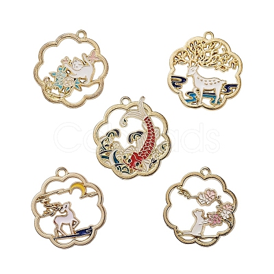 Golden Plated Alloy Enamel Pendants ENAM-CJ0001-62-1