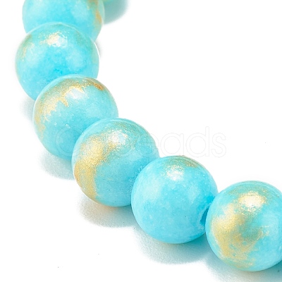 Natural Mashan Jade Round Beaded Stretch Bracelet BJEW-JB07970-02-1