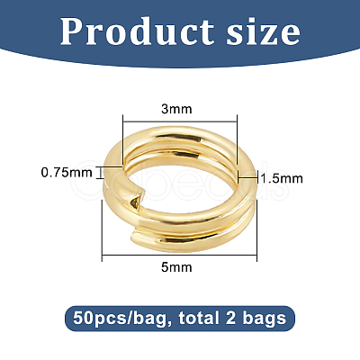 BENECREAT 2 Bags Brass Split Rings FIND-BC0005-12A-1