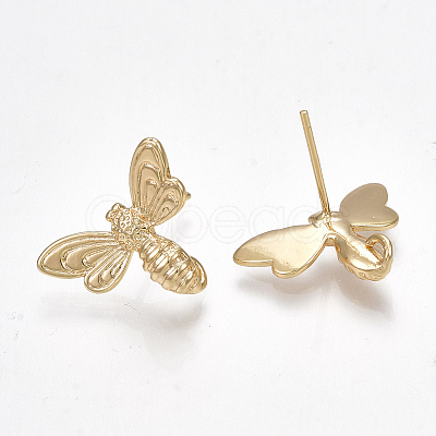 Brass Stud Earring Findings X-KK-S350-024G-1